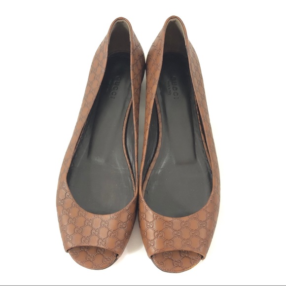 gucci peep toe flats